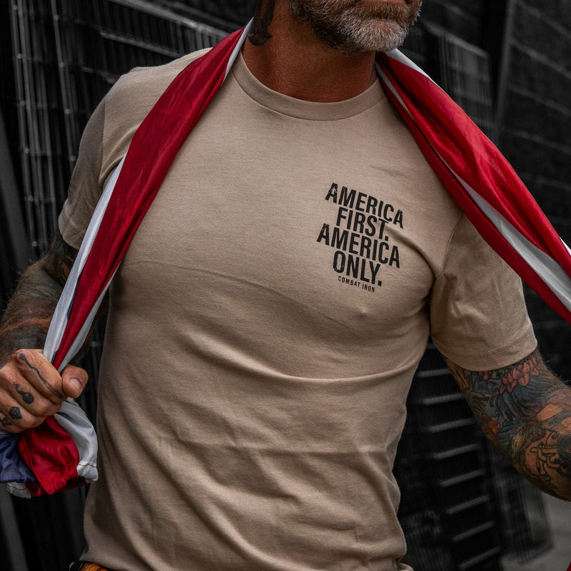 Load image into Gallery viewer, America First. American Only. Men's T-Shirt