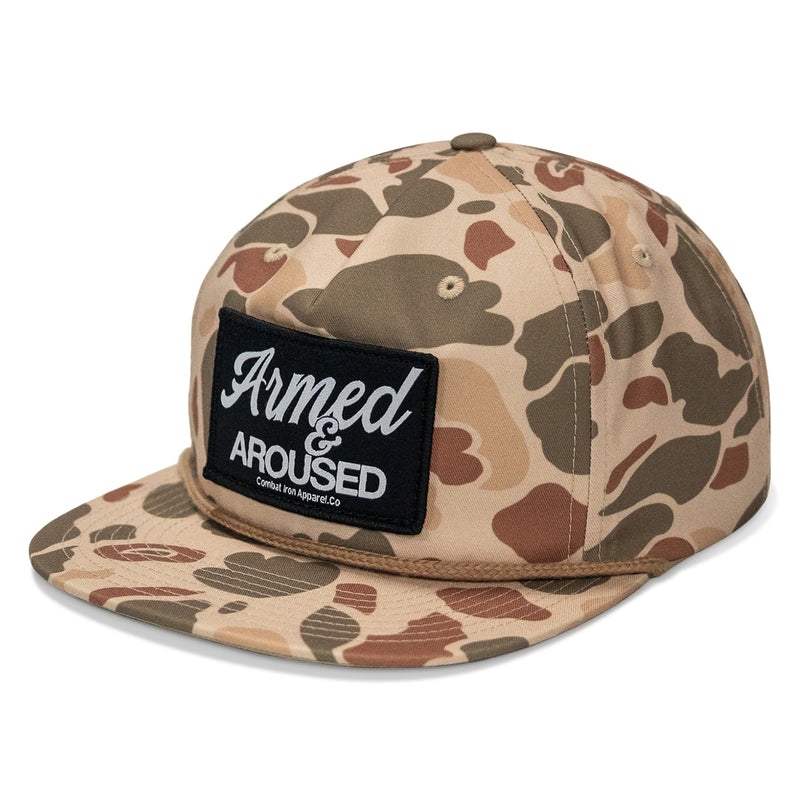 Load image into Gallery viewer, Armed & Aroused Patch Flatbill Snapback Hat