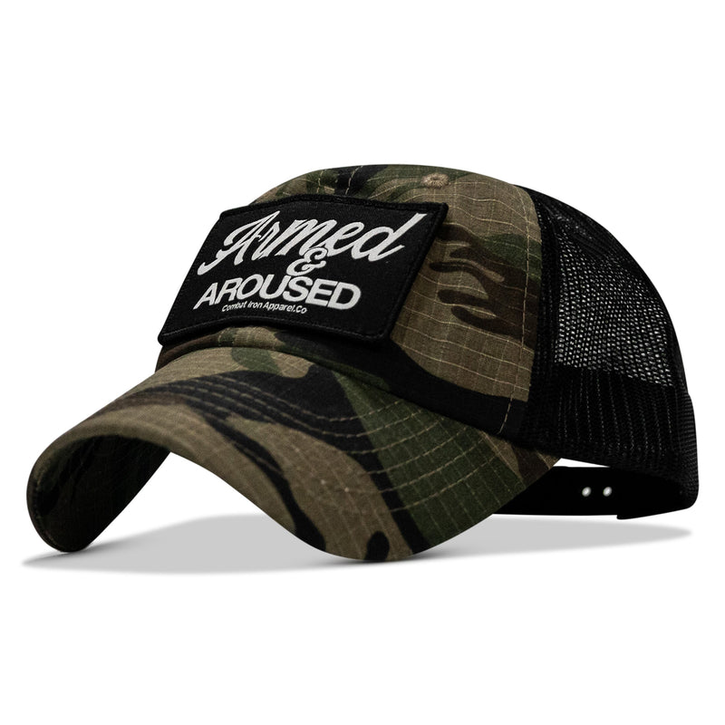 Load image into Gallery viewer, Armed & Aroused Patch. Tactical Ripstop Mesh Snapback Hat