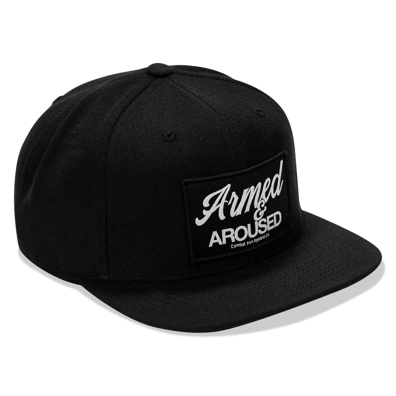 Load image into Gallery viewer, Armed & Aroused Patch Flatbill Snapback Hat