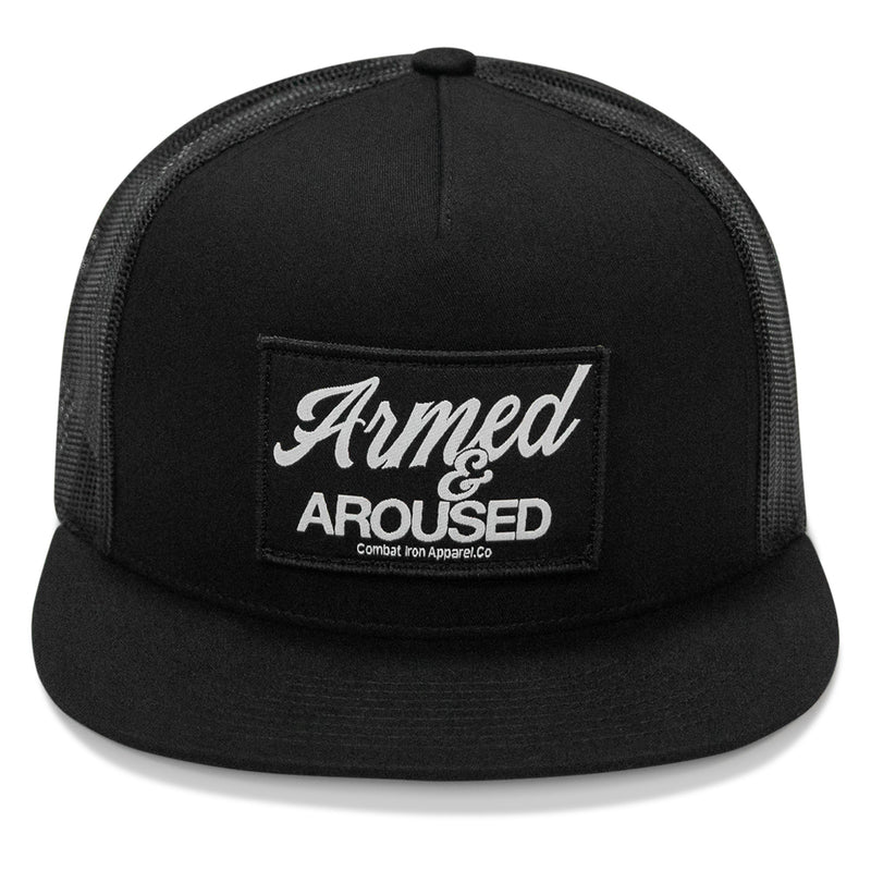 Load image into Gallery viewer, Armed & Aroused Patch Flatbill Snapback Hat