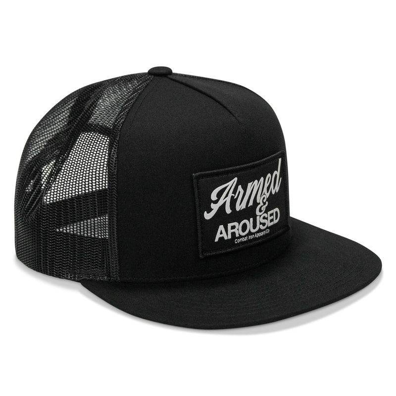 Load image into Gallery viewer, Armed & Aroused Patch Flatbill Snapback Hat