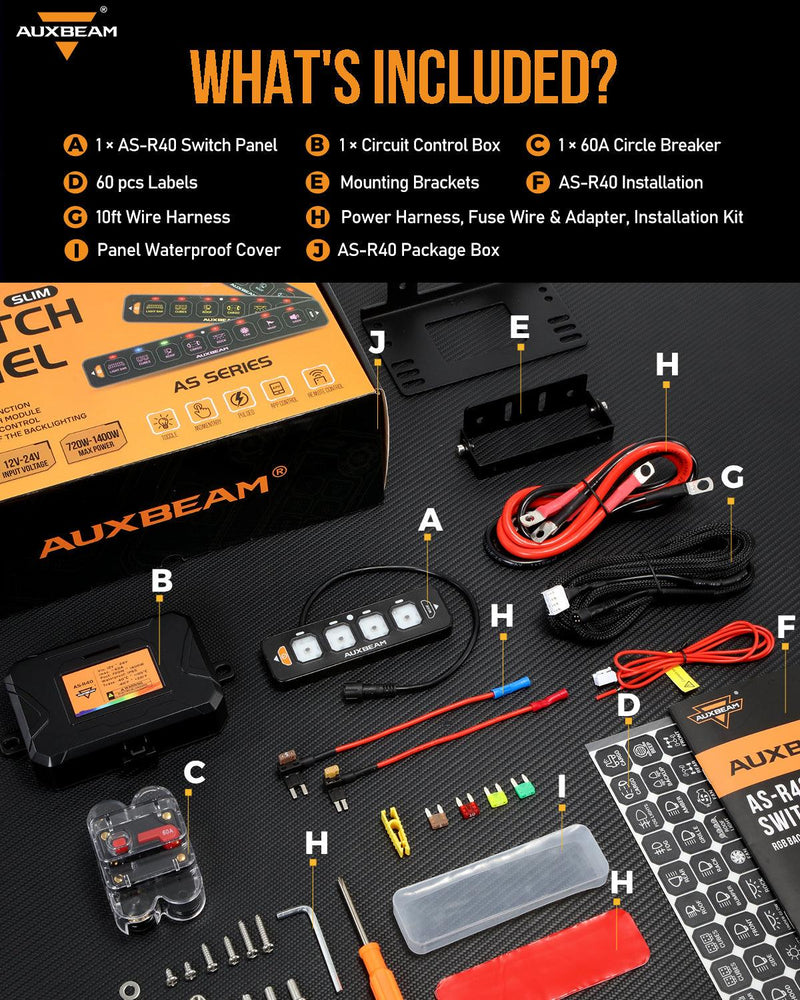 Load image into Gallery viewer, AS-R40 RGB Slim Switch Panel, Toggle/ Momentary/ Pulsed Mode Supported(One-Sided Outlet)