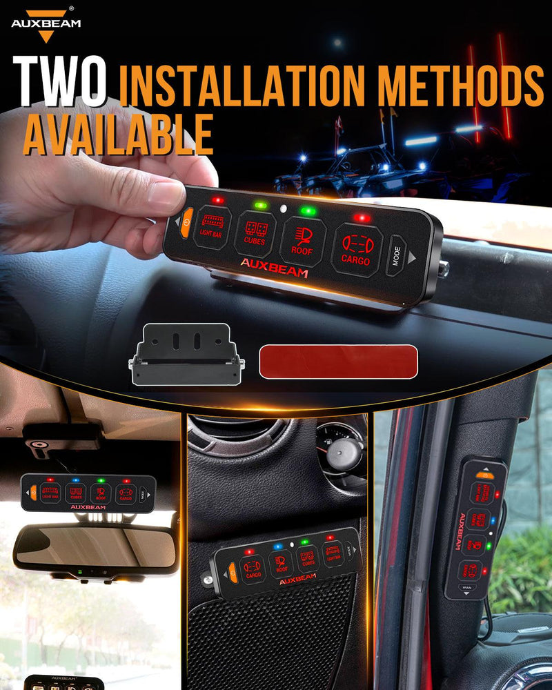 Load image into Gallery viewer, AS-R40 RGB Slim Switch Panel, Toggle/ Momentary/ Pulsed Mode Supported(One-Sided Outlet)