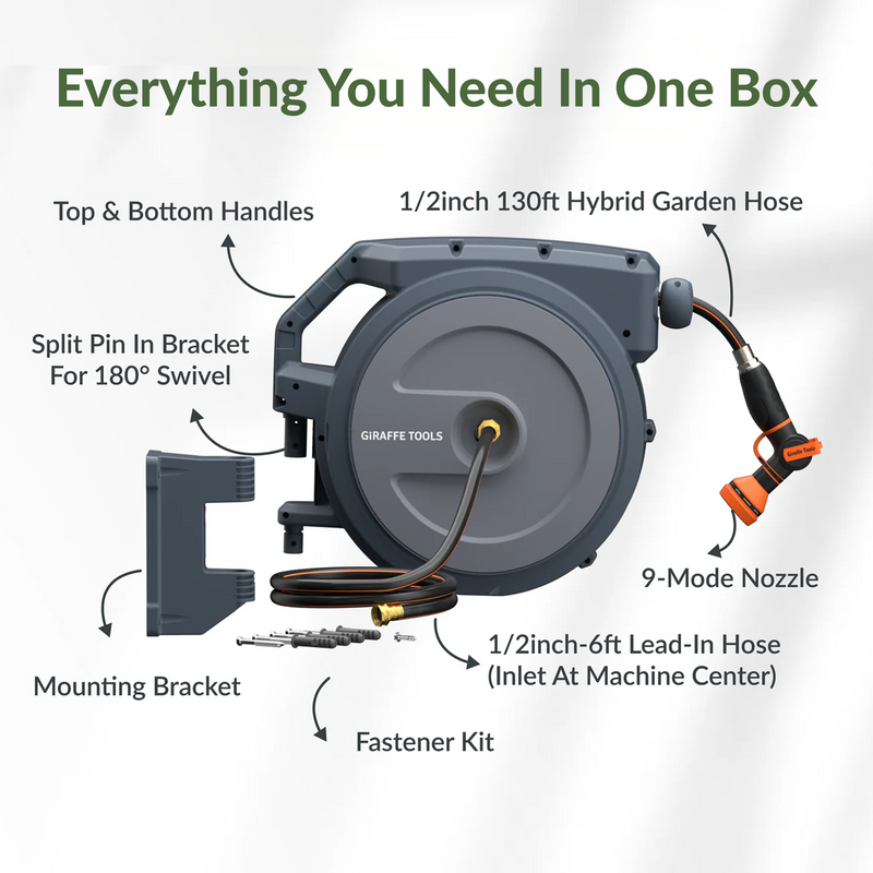 Load image into Gallery viewer, Retractable Garden Hose Reel-1/2in-130ft