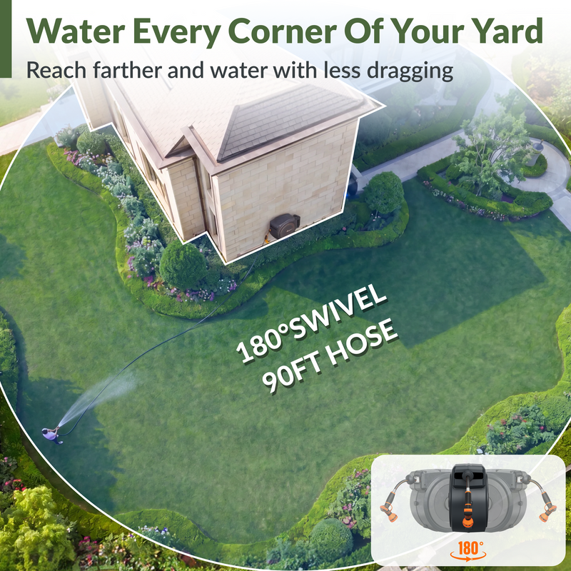 Load image into Gallery viewer, Retractable Garden Hose Reel-5/8in-90ft