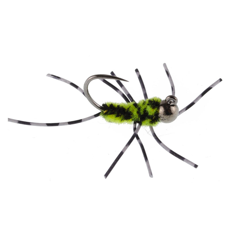 Load image into Gallery viewer, 3 Pack Pat's Rubber Legs Tungsten Jig Black/Chartreuse Euro Nymph Size 6