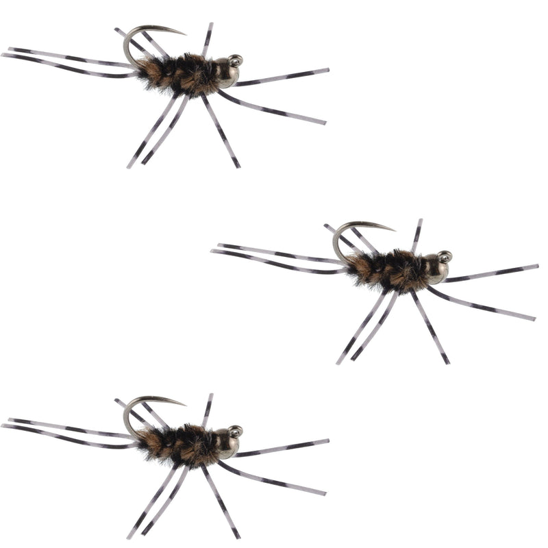 Load image into Gallery viewer, 3 Pack Pat's Rubber Legs Tungsten Jigged Black/Coffee Euro Nymph Size 6
