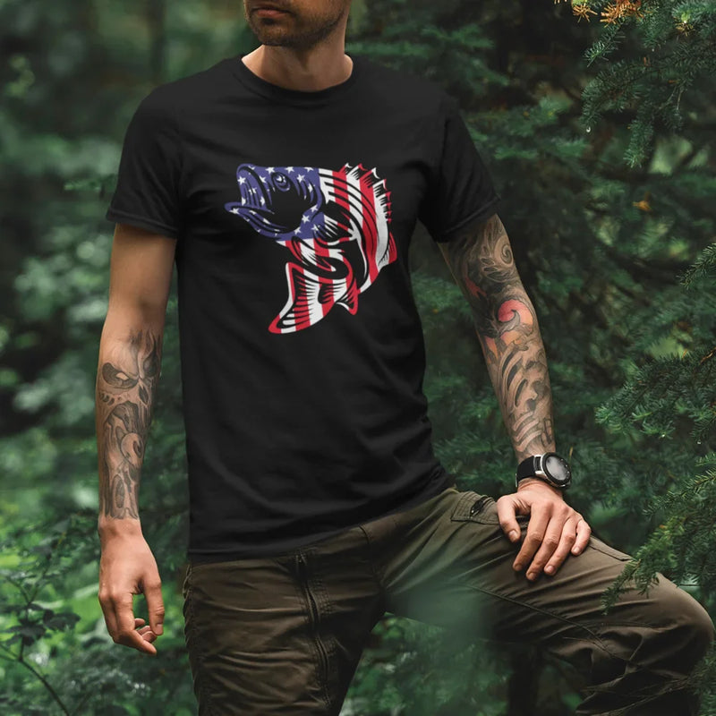 Load image into Gallery viewer, American Flag Fish Come Man T-Shirt