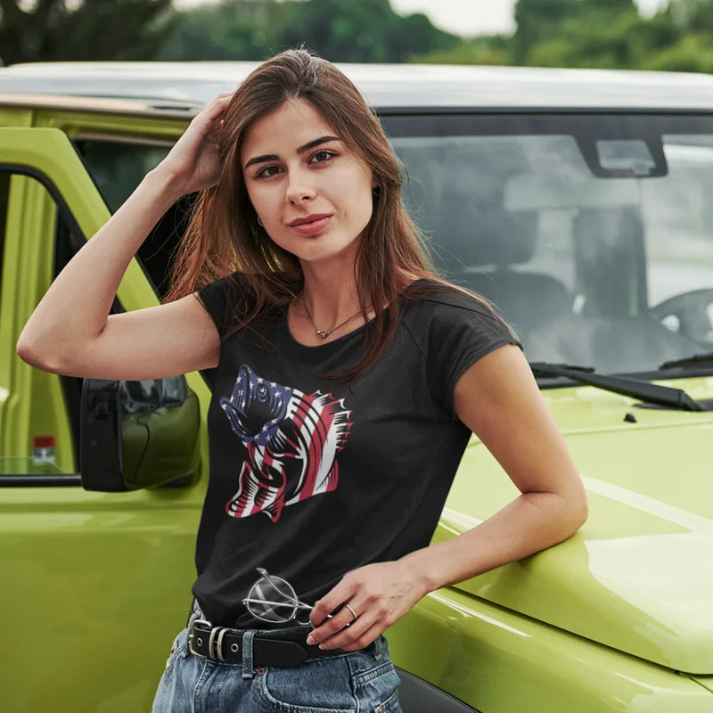 Load image into Gallery viewer, American Flag Fish T-Shirt for Women
