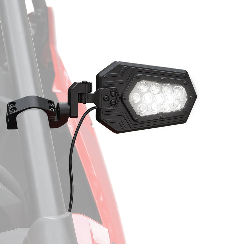 Load image into Gallery viewer, Aluminum UTV Side Mirrors Lights for Can Am Maverick X3/ RZR w/ 1.75"-2" Roll Bar