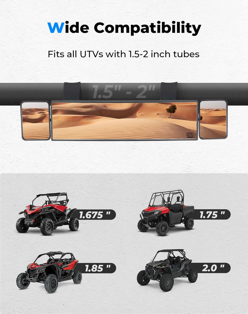 Load image into Gallery viewer, UTV Rear View Mirror 2 Convex Mirror with 1.5"-2" Sturdy Clamp