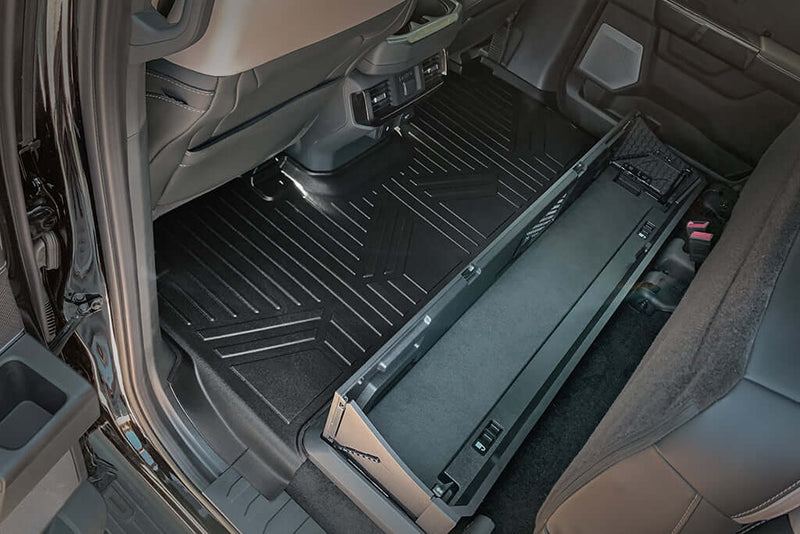 Load image into Gallery viewer, SmartCoverage™ Custom Fit Floor Liners For 2015-2026 Ford F-150 with 1st Row Bucket Seats & OEM 2nd Row Under Seat Storage (Vinyl Flooring)