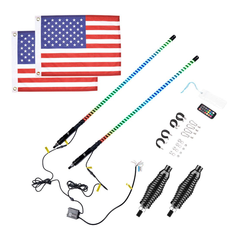 Load image into Gallery viewer, 2PCS 3FT COB Whip Lights w/ App & Remote Control for UTV ATV Boats