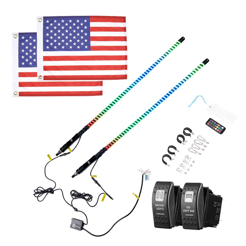 Load image into Gallery viewer, 2PCS 3FT COB Whip Lights w/ App & Remote Control for UTV ATV Boats