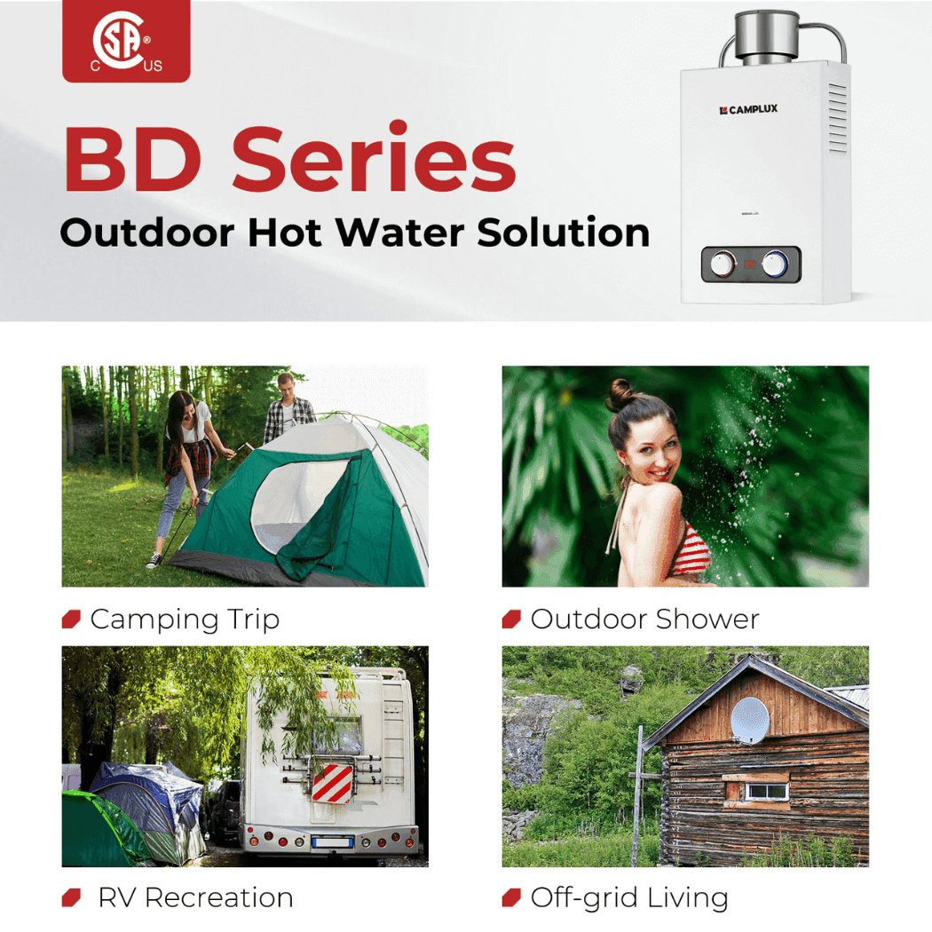 1.58 GPM Outdoor Propane Hot Water Heater with Rain Cap - Skoutley Outdoors LLC