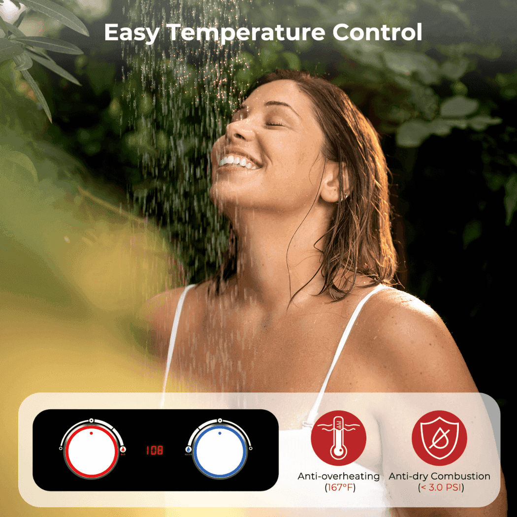 1.58 GPM Outdoor Propane Hot Water Heater with Rain Cap - Skoutley Outdoors LLC
