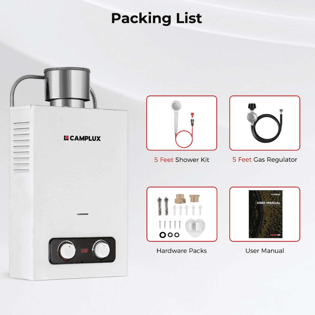 1.58 GPM Outdoor Propane Hot Water Heater with Rain Cap - Skoutley Outdoors LLC