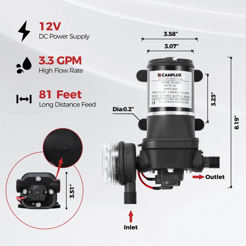 Load image into Gallery viewer, Tankless Water Heater, Camplux 2.64 GPM Outdoor Propane Water Heater, Gas Water Heater with 3.3 GPM Water Pump & Pipe Strainer for Camping, Cabins