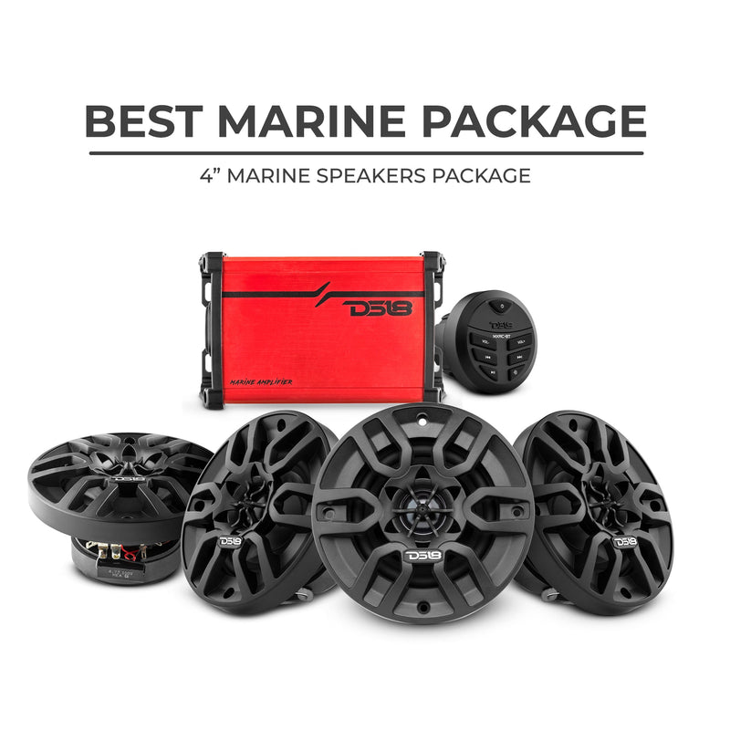Load image into Gallery viewer, Best Marine Audio Package - 4 X 4" Speakers with Head Unit & 4 Channel Amplifier