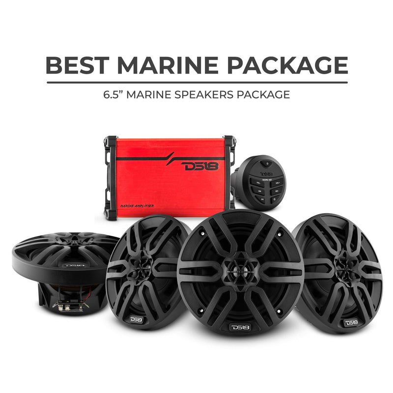 Load image into Gallery viewer, Best Marine Audio Package - 4 X 6.5" Speakers with Head Unit & 4 Channel Amplifier