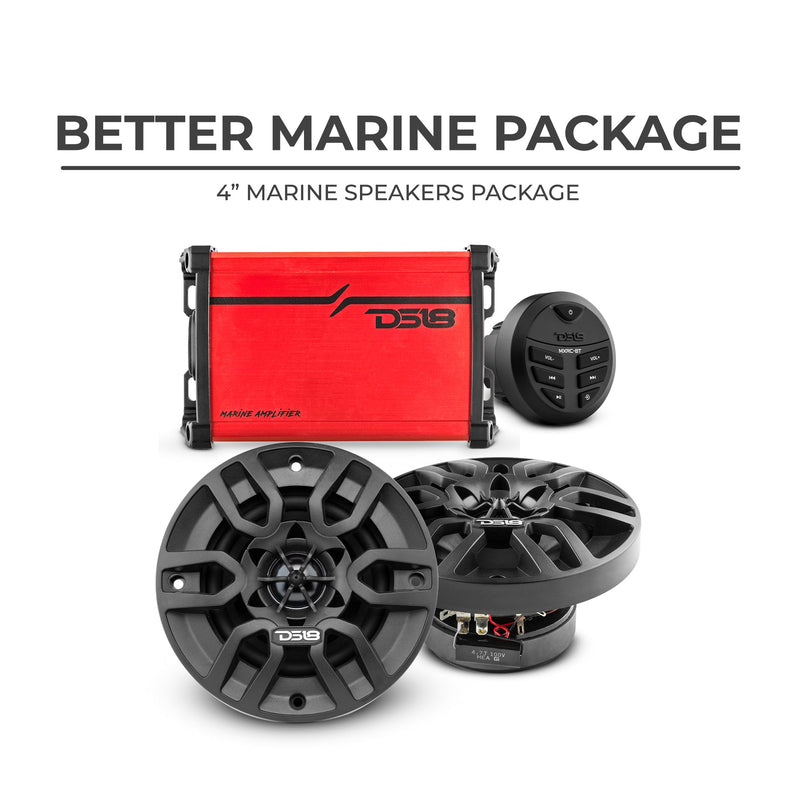 Load image into Gallery viewer, Better Marine Audio Package - 2 X 4" Speakers with Head Unit & 4 Channel Amplifier