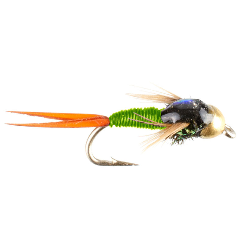 Load image into Gallery viewer, Tungsten Bead Head Chartreuse Copper John Nymph Fly Fishing Flies - Set of 6 Flies Hook Size 14