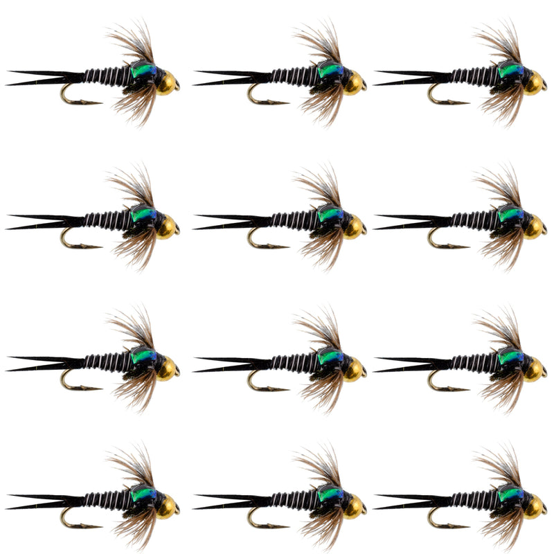 Load image into Gallery viewer, Bead Head Zebra Copper John Nymph Fly Fishing Flies - 1 Dozen Flies Hook Size 14