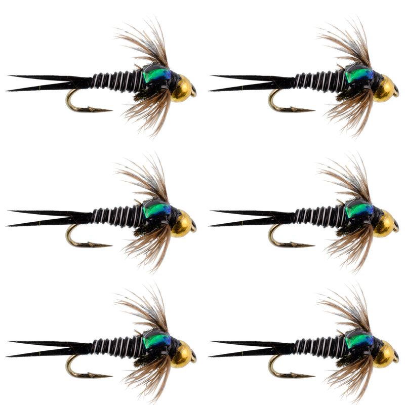 Load image into Gallery viewer, Bead Head Zebra Copper John Nymph Fly Fishing Flies - Set of 6 Flies Hook Size 12