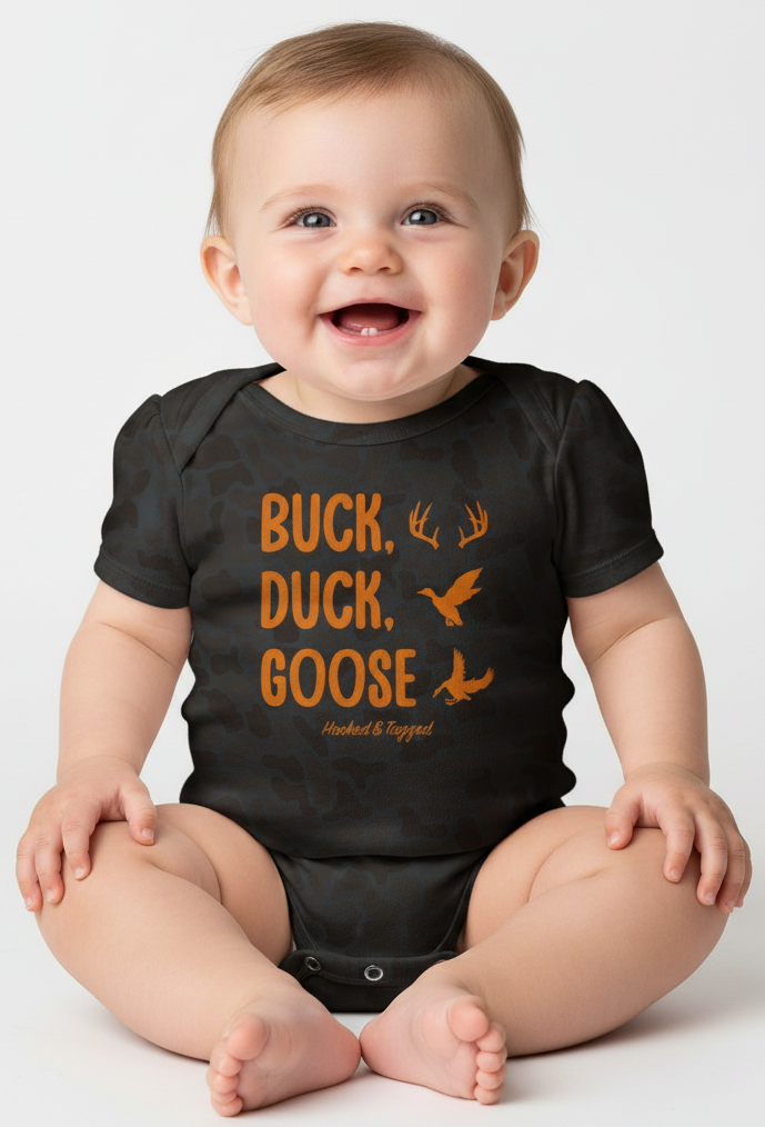 Load image into Gallery viewer, Buck, Duck, Goose Onesie