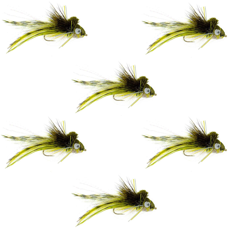 Load image into Gallery viewer, Deer Hair Diver 6 Flies Hook Size 4 - Swimming Frog Bass Fly Fishing Bug Wide Gape Bass Hooks With Weed Guard