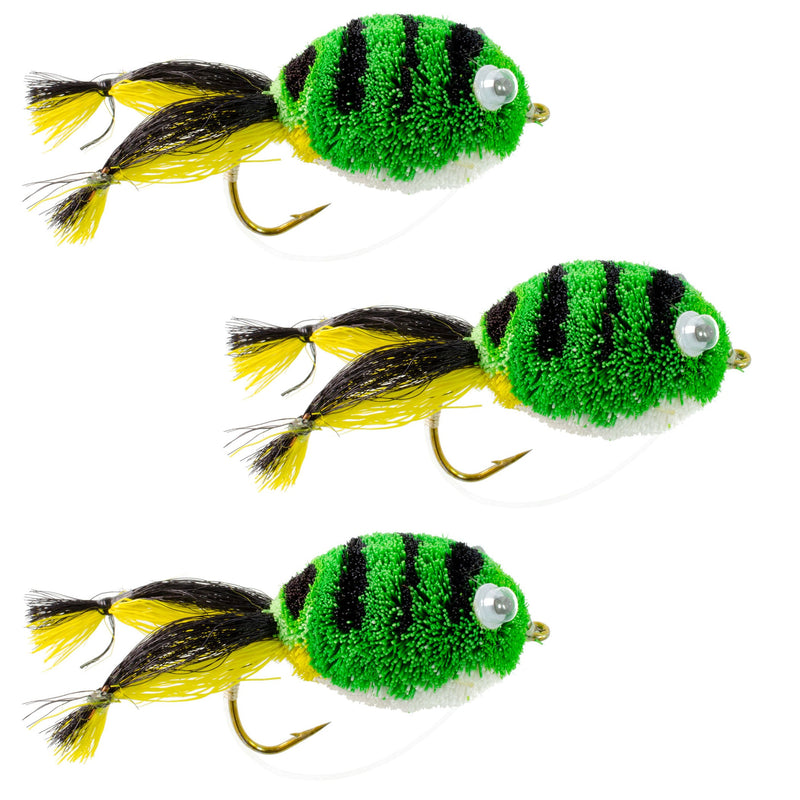 Load image into Gallery viewer, 3 Pack Messingers Frog Bass Fly Fishing Bug With Weed Guard