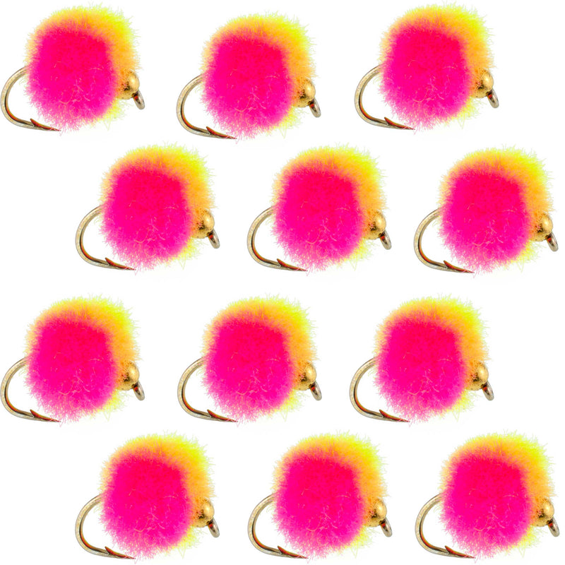 Load image into Gallery viewer, Bead Head Clown Egg Fly Fishing Flies - 1 Dozen Flies Hook Size 16