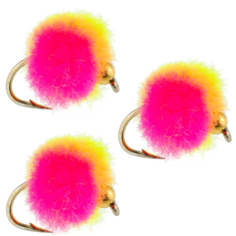 Load image into Gallery viewer, 3 Pack Bead Head Clown Egg Fly Fishing Flies - Hook Size 16
