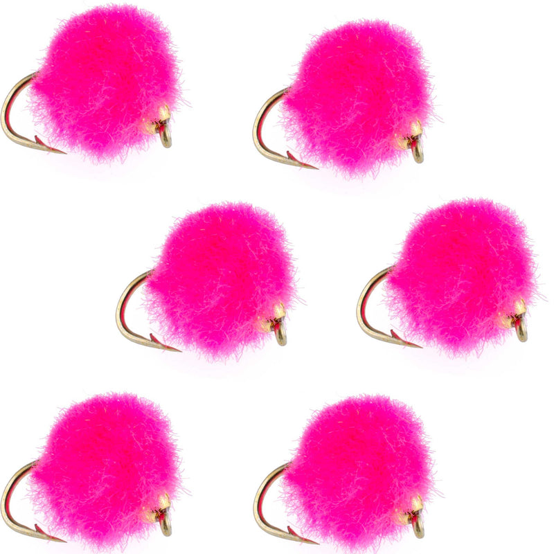 Load image into Gallery viewer, Bead Head Hot Pink Egg Fly Fishing Flies - 6 Flies Hook Size 16