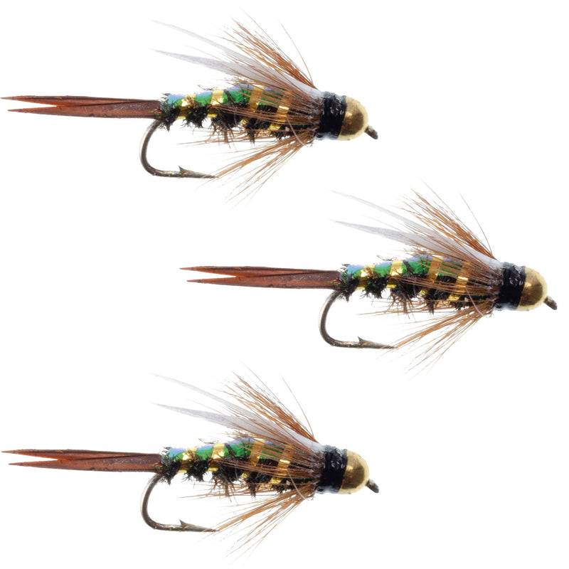 Load image into Gallery viewer, 3 Pack Flash Back Bead Head Prince Nymph Fly Fishing Flies - Hook Size 10