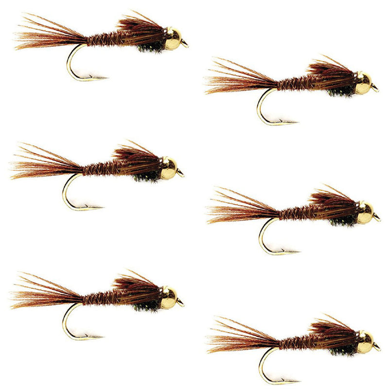 Load image into Gallery viewer, Bead Head Pheasant Tail Nymph Fly Fishing Flies - 6 Flies Hook Size 16