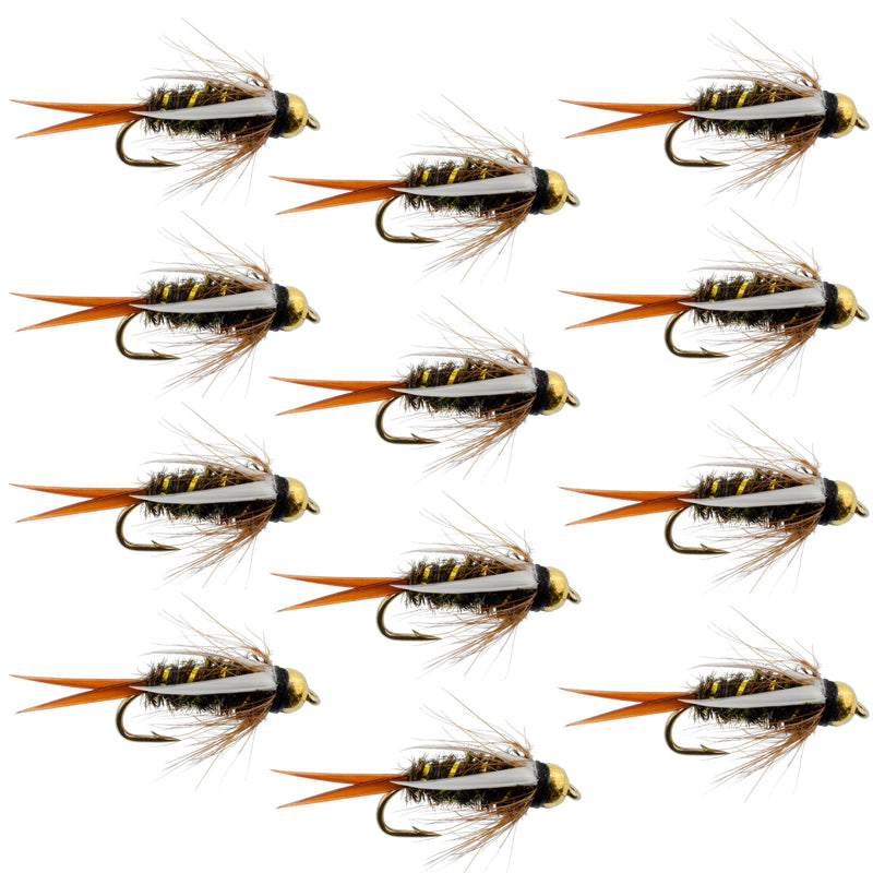 Load image into Gallery viewer, Bead Head Prince Nymph Fly Fishing Flies - 1 Dozen Flies Hook Size 12