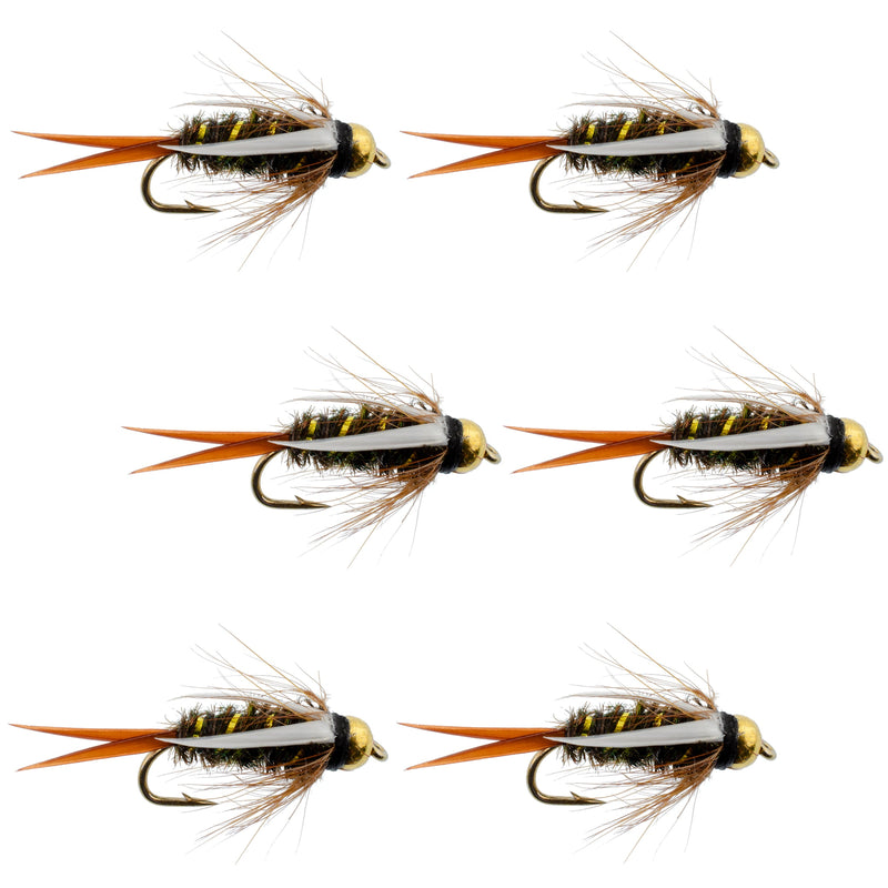 Load image into Gallery viewer, Bead Head Prince Nymph Fly Fishing Flies - Set of 6 Flies Hook Size 10