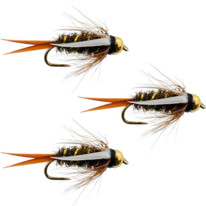 Load image into Gallery viewer, 3 Pack Barbless Bead Head Prince Nymph Fly Fishing Flies - Hook Size 12