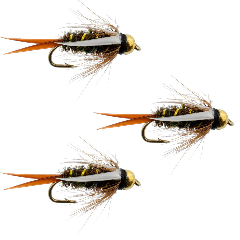 Load image into Gallery viewer, 3 Pack Tungsten Bead Head Prince Nymph Fly Fishing Flies - Hook Size 16
