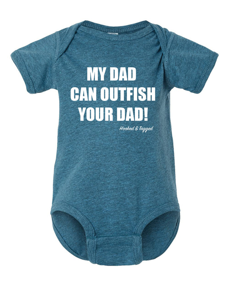 Load image into Gallery viewer, "My Dad Can Outfish Your Dad" Onesie