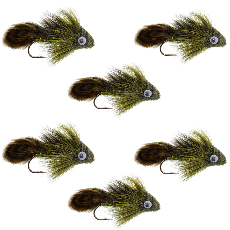 Load image into Gallery viewer, Big Eye Olive Sculpin Streamer Fly - 6 Flies - Hook Size 2