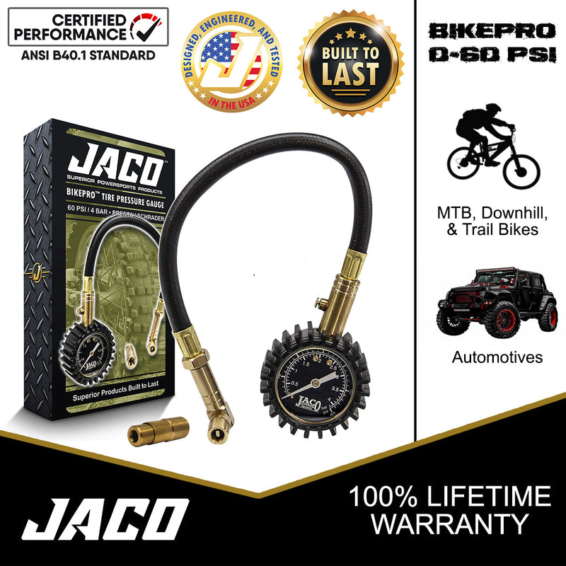 Load image into Gallery viewer, BikePro™ Presta Tire Pressure Gauge - 60 PSI | Presta & Schrader (Mountain Bikes)