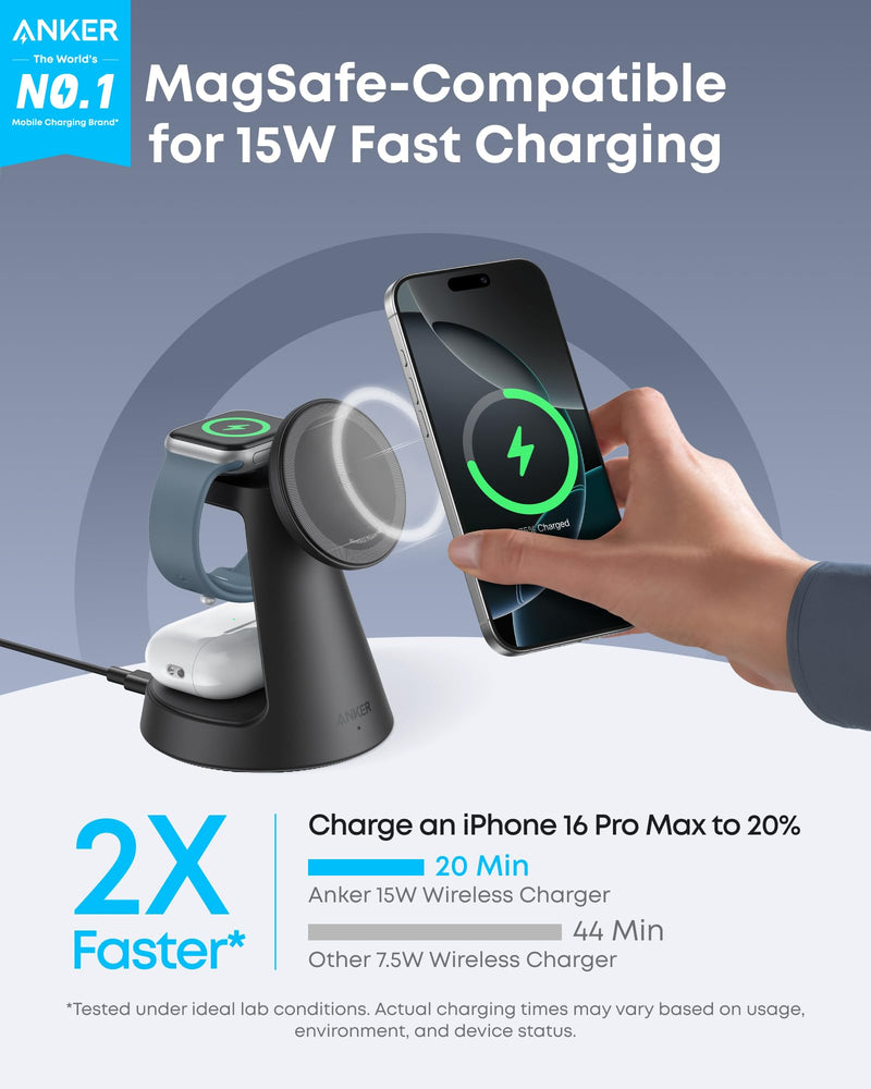 Load image into Gallery viewer, Anker MagGo Wireless Charging Station (3-in-1, Dock Stand)