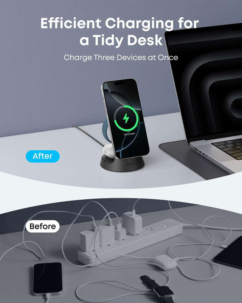 Load image into Gallery viewer, Anker MagGo Wireless Charging Station (3-in-1, Dock Stand)