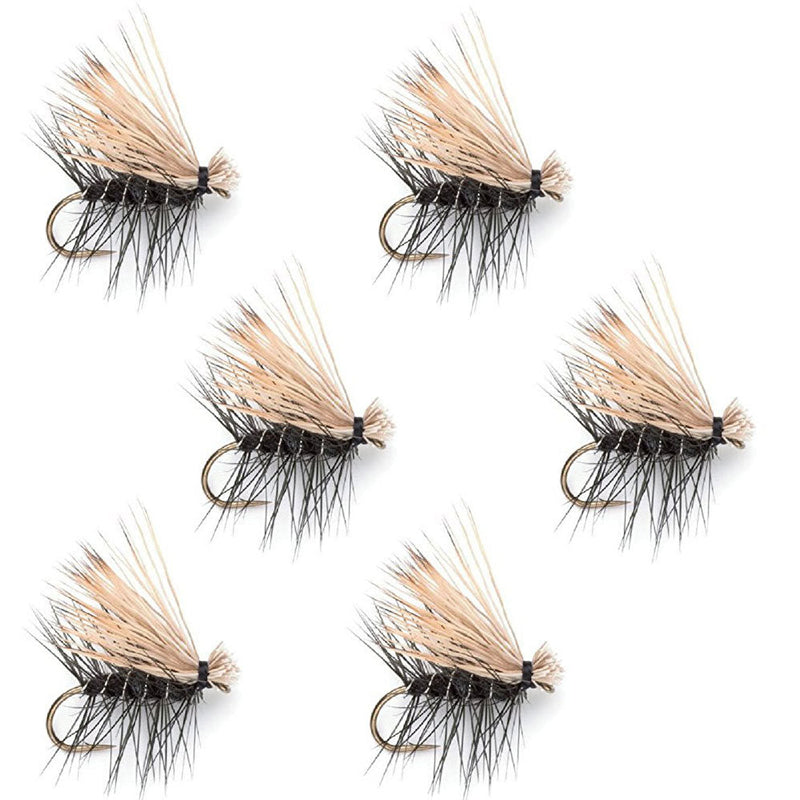 Load image into Gallery viewer, Black Elk Hair Caddis Classic Trout Dry Fly - Set of 6 Flies Size 12