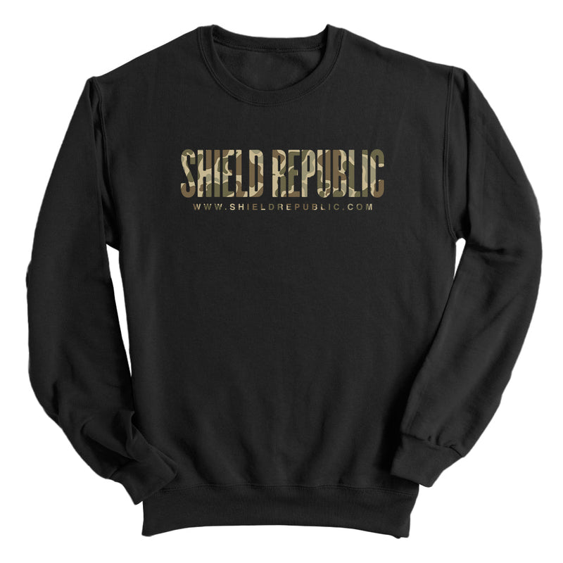 Load image into Gallery viewer, Shield Republic Duck Camo Banner Text (Front)