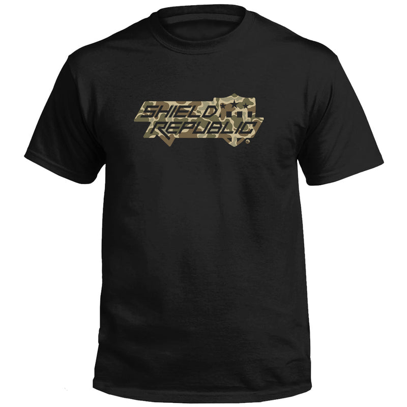 Load image into Gallery viewer, Shield Republic Duck Camo Stacked Logo (Front)