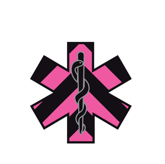 BLACK & PINK CHEVRON STAR OF LIFE REFLECTIVE HELMET DECAL